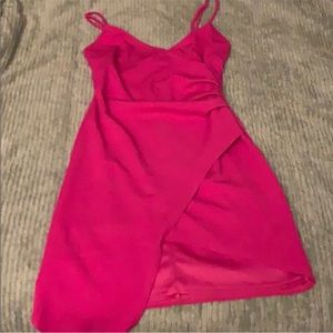 Sunset + Spring hot pink dress asymmetrical hem S